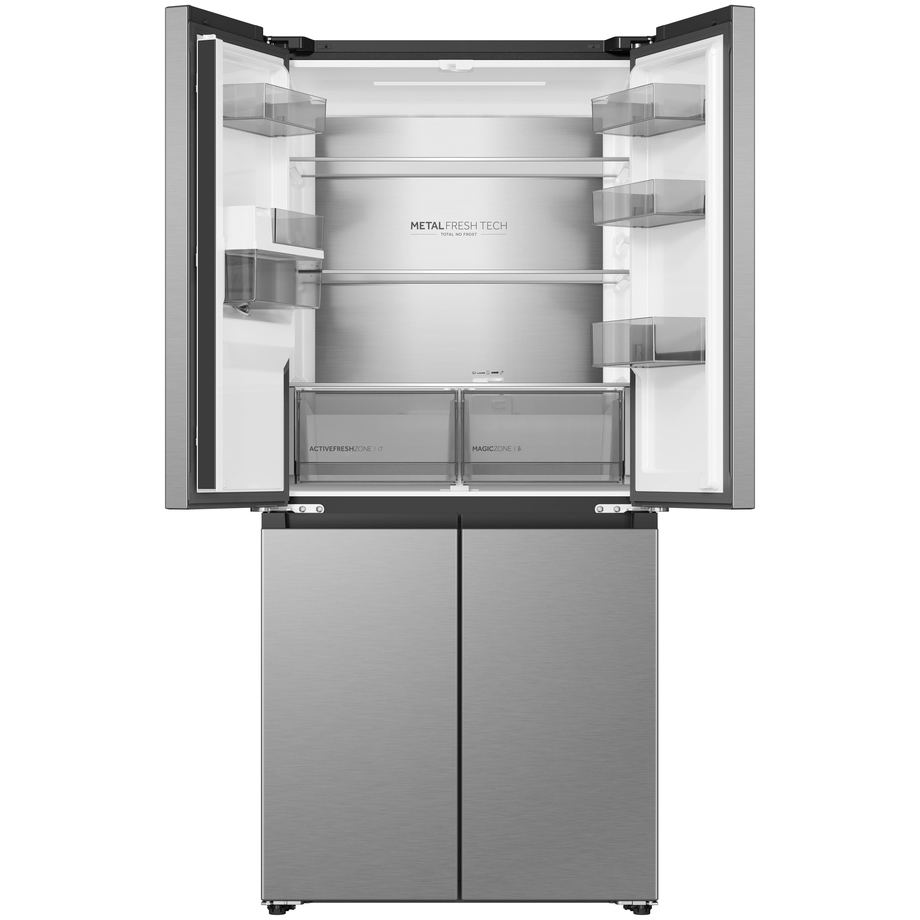 Haier HCR58S18CWMM Rise Cube Series American Fridge Freezer, Silver, C Rated,  Non-Plumbed