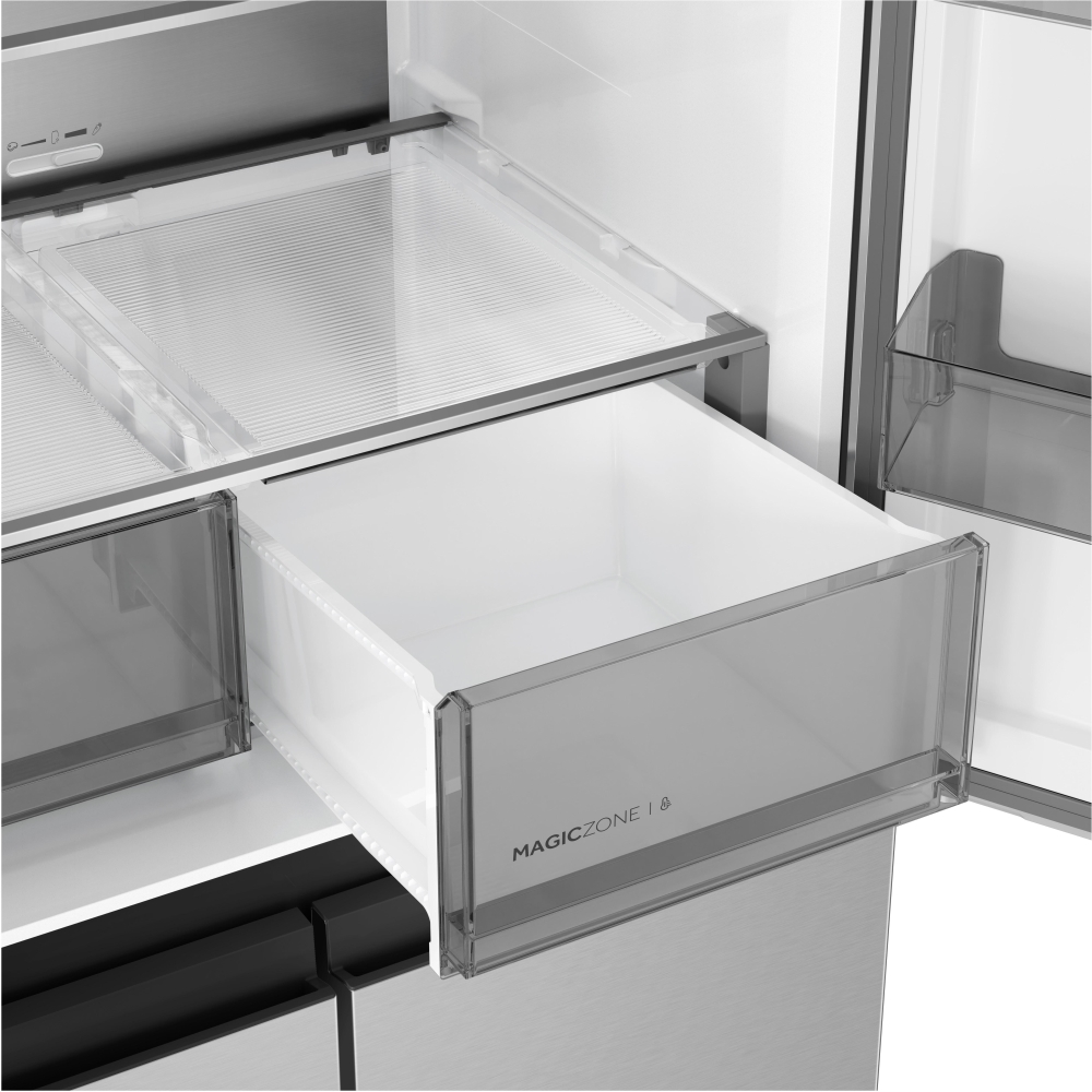 Haier HCR58S18CWMM Rise Cube Series American Fridge Freezer, Silver, C Rated,  Non-Plumbed