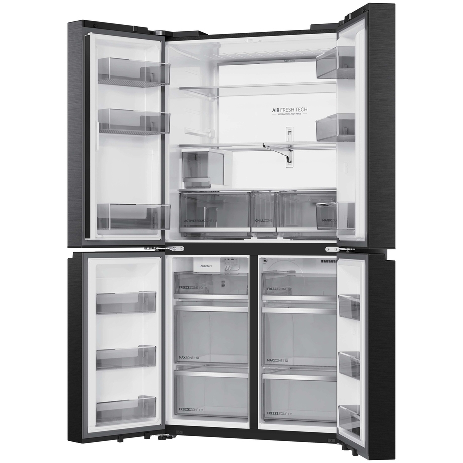 Haier HCW79F18CHMB American Fridge Freezer, Black, C Rated