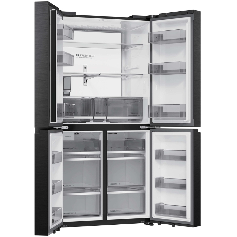 Haier HCW79F18CHMB American Fridge Freezer, Black, C Rated
