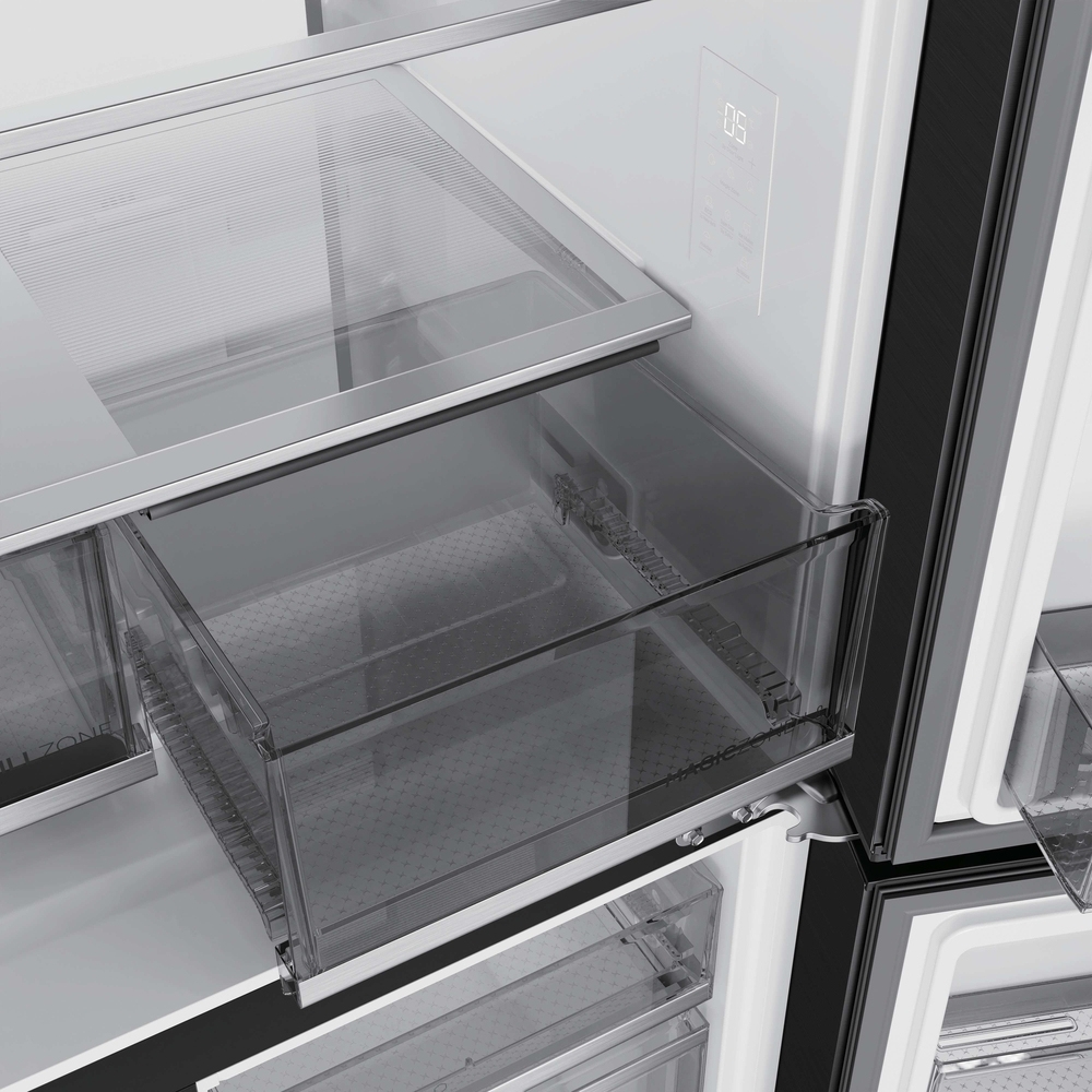 Haier HCW79F18CHMB American Fridge Freezer, Black, C Rated