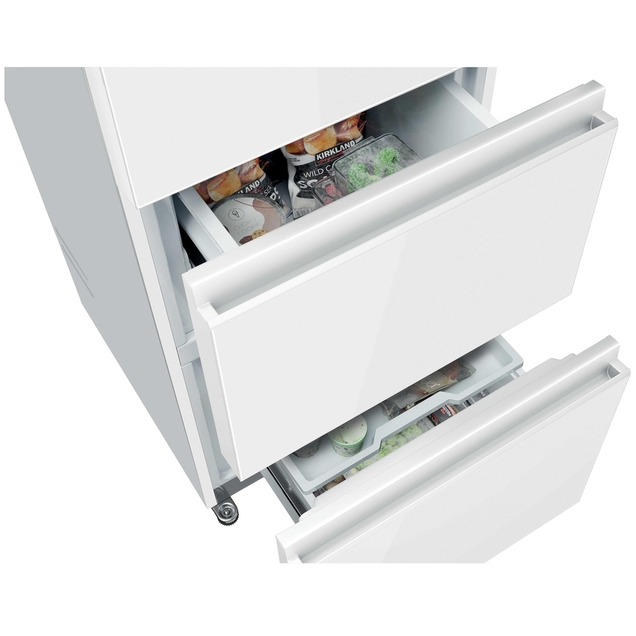 Haier HTR3518DNGWK No Frost Fridge Freezer, White Glass, 60/40, D Rated
