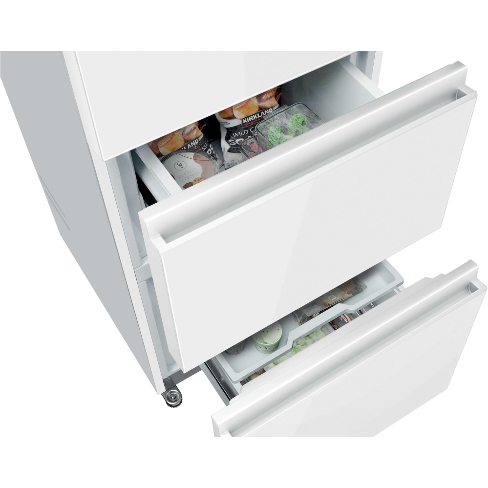 Haier HTR3518DNGWK No Frost Fridge Freezer, White Glass, 60/40, D Rated
