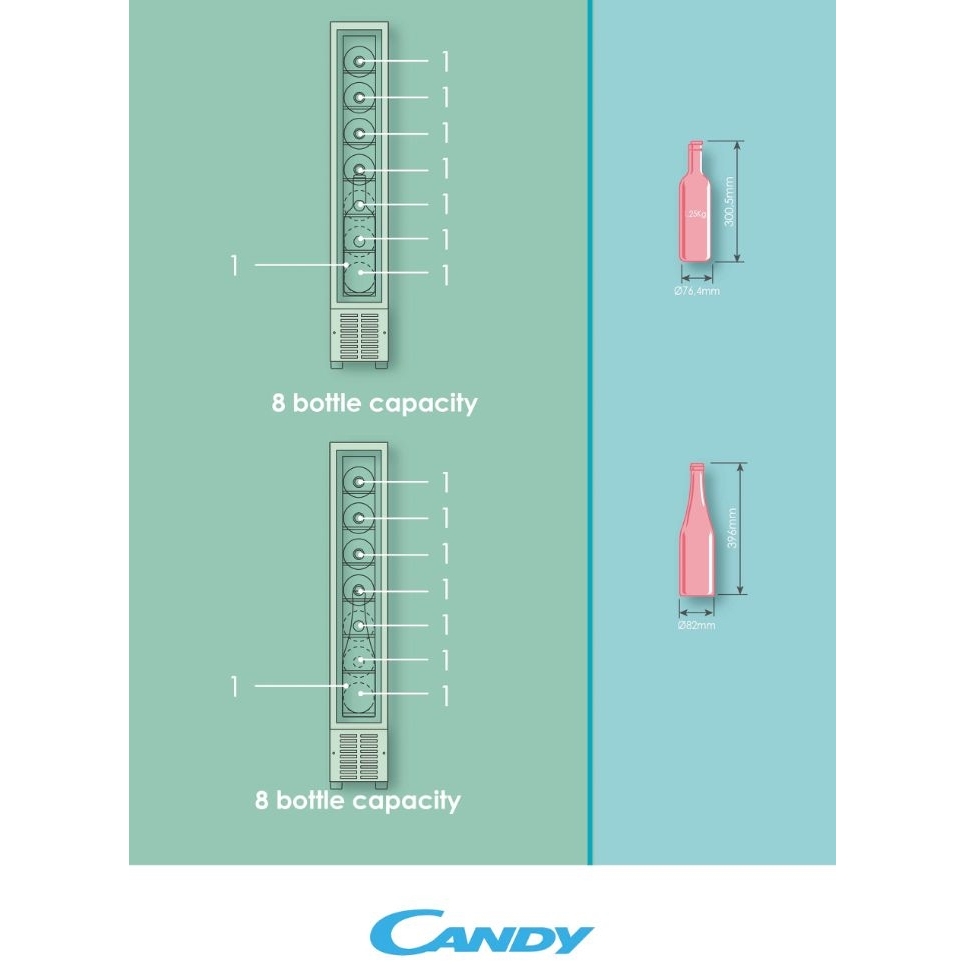 Candy CCVB 15 UK Integrated Wine Cooler, Black, G Rated