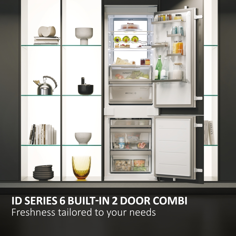 Haier HBW7518CTK Total No Frost Integrated Fridge Freezer, Sliding Hinge, 70/30, C Rated