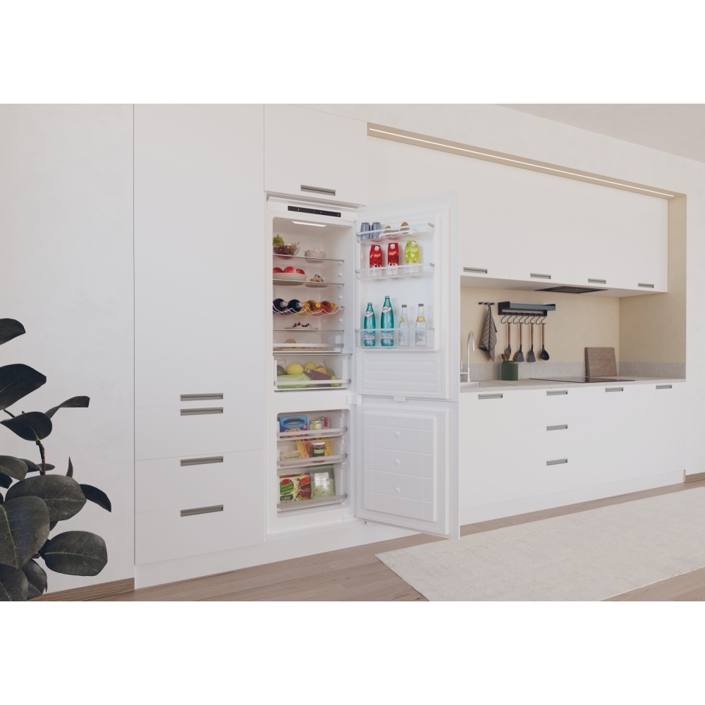 Candy CBBMT18EK Total No Frost Integrated Fridge Freezer, Sliding Hinge, 70/30, E Rated