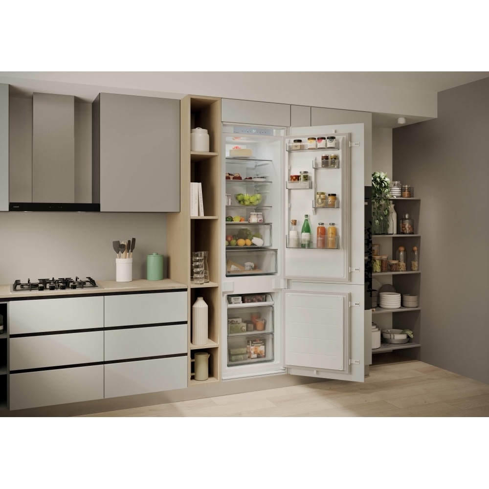 Hoover HONBQT3519EWK-UK Total No Frost Integrated Fridge Freezer, Sliding Hinge, 70/30, E Rated