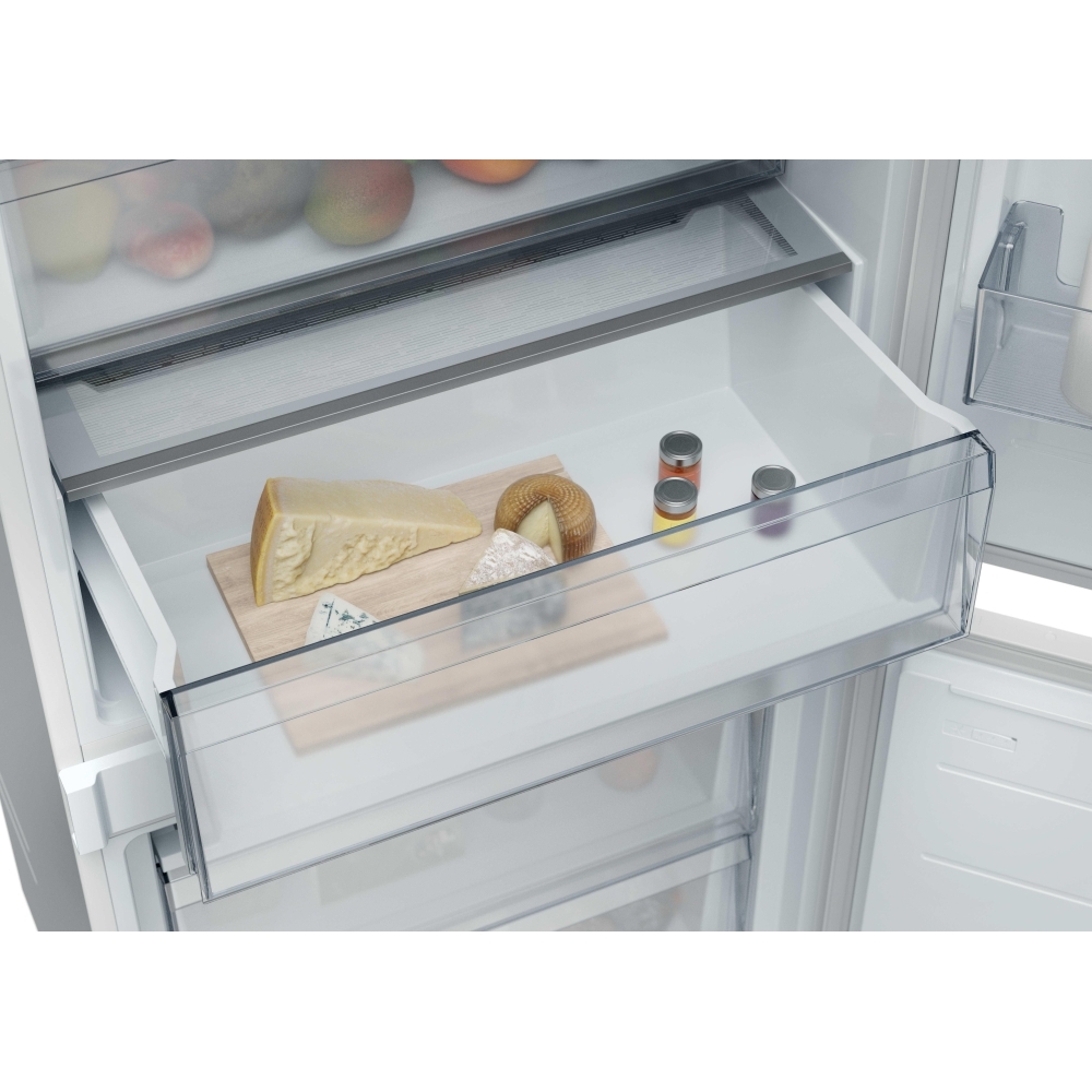 Hoover HONBQT3519EWK-UK Total No Frost Integrated Fridge Freezer, Sliding Hinge, 70/30, E Rated