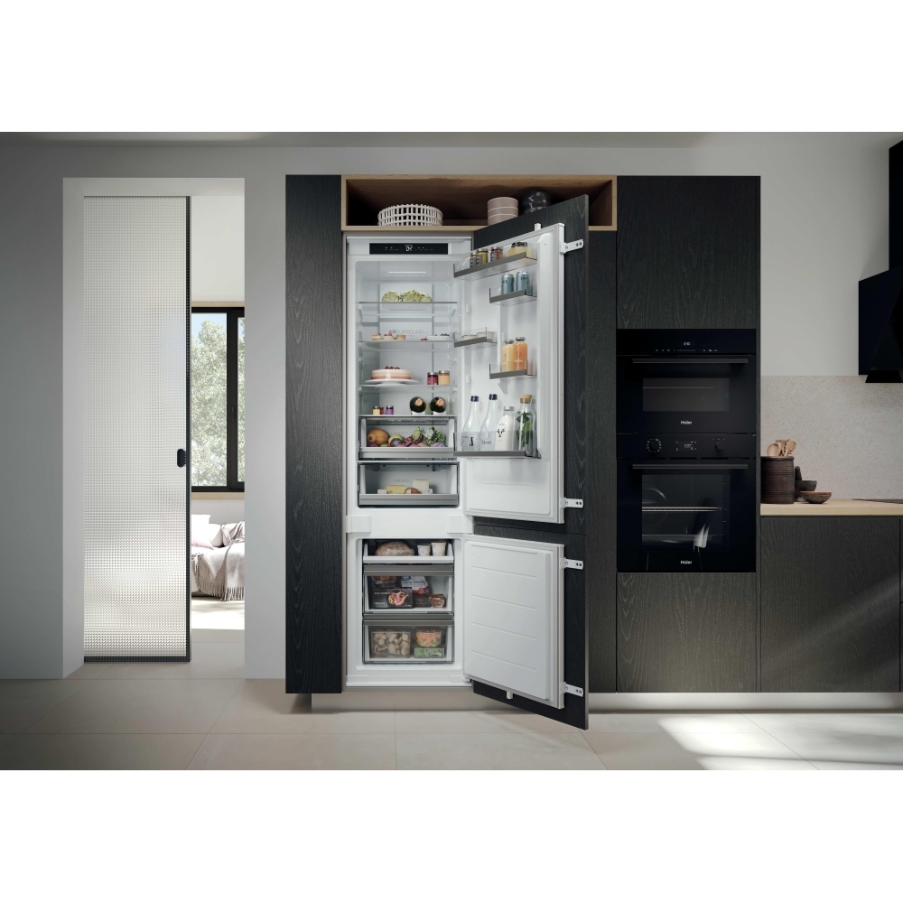 Haier HBQW5519EK-UK Total No Frost Integrated Fridge Freezer, Sliding Hinge, 70/30, E Rated