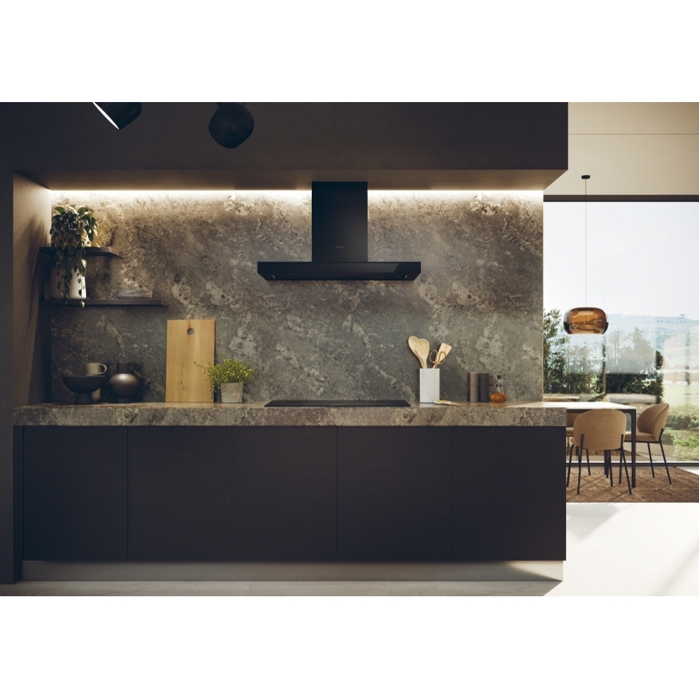 Haier HATS9CBS4B 90cm Chimney Cooker Hood, Black, A+ Rated