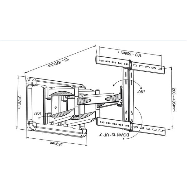 Vivanco BFMO 8560 XXL TV Wall Bracket, Full Motion, max 85", Black