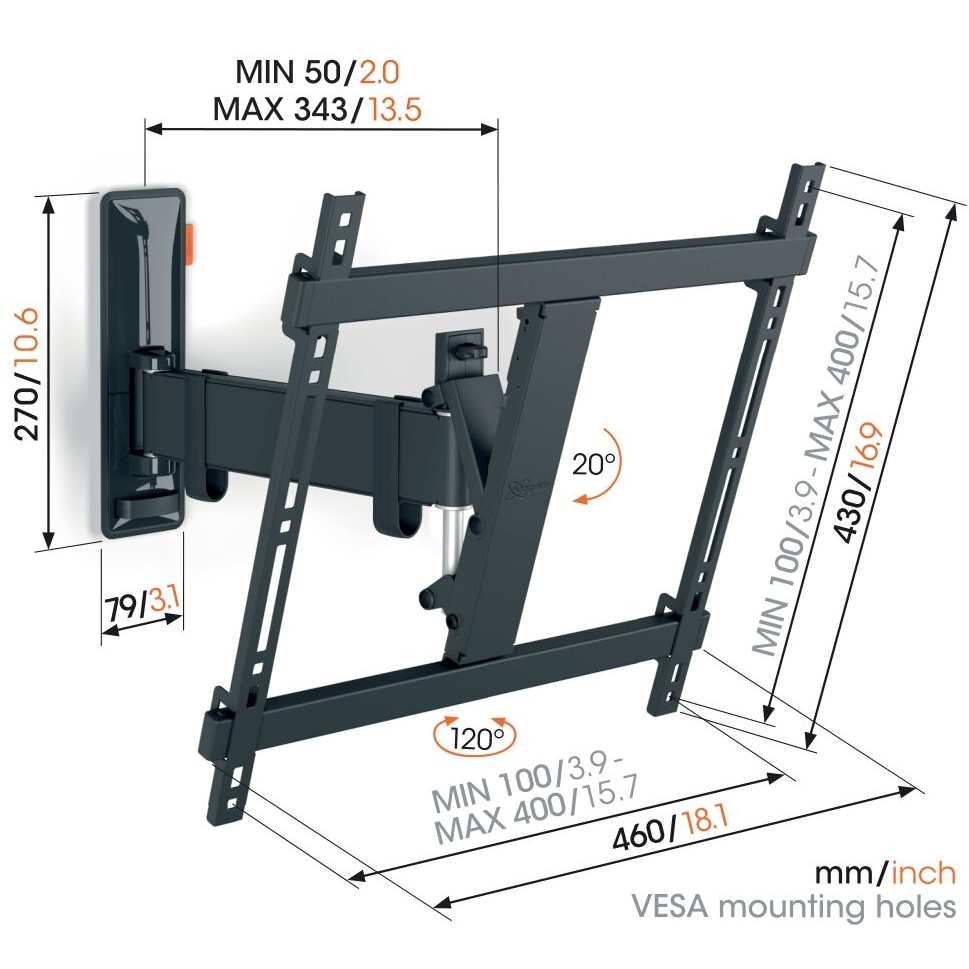 Vogel's TVM 3425 Comfort TV Wall Bracket, Black