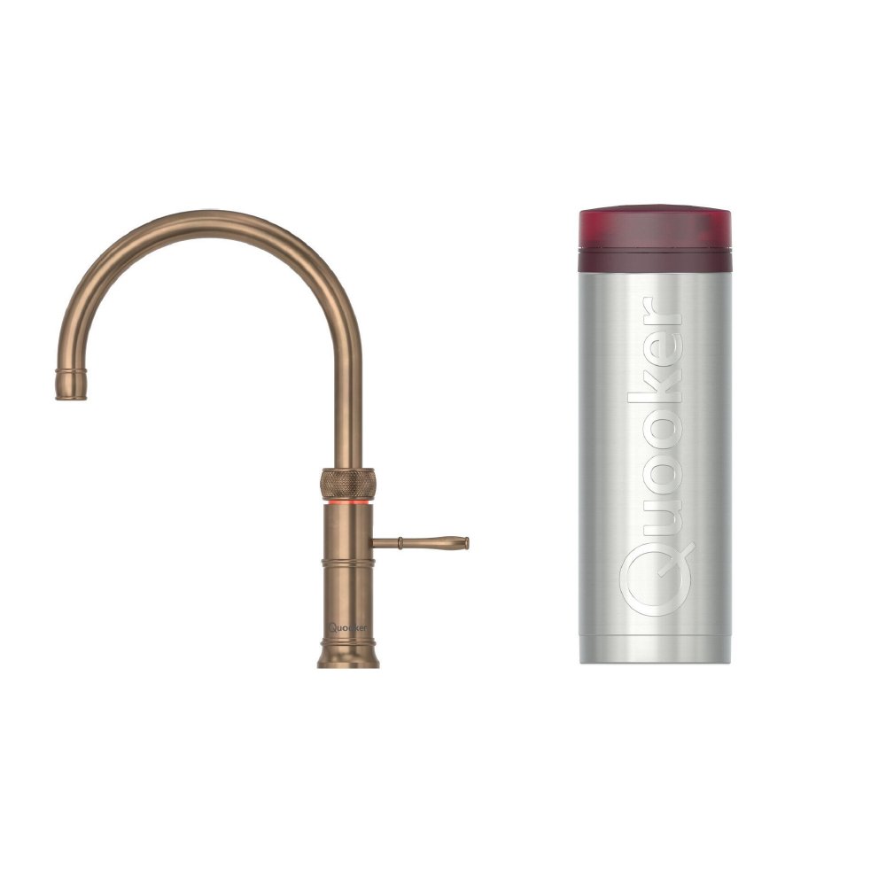 Quooker 3CFRPTN 3 in 1 PRO3 Classic Fusion Round Tap with 3 Litre Tank, Patinated Brass