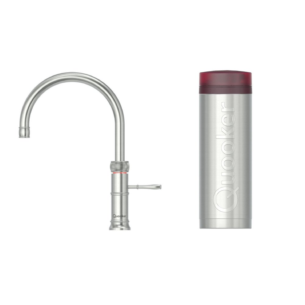 Quooker 3CFRRVS 3 in 1 PRO3 Classic Fusion Round Tap with 3 Litre Tank, Stainless Steel