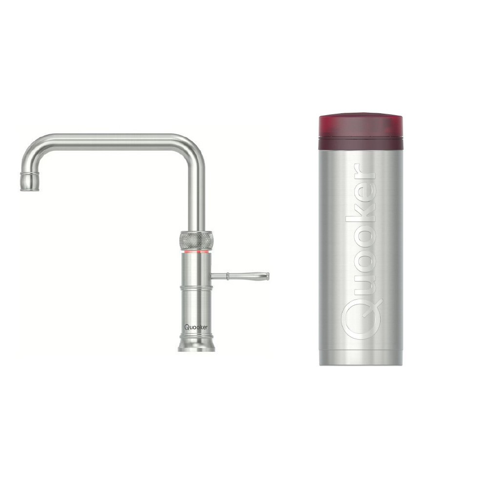 Quooker 3CFSRVS 3 in 1 PRO3 Classic Fusion Square Tap with 3 Litre Tank, Stainless Steel