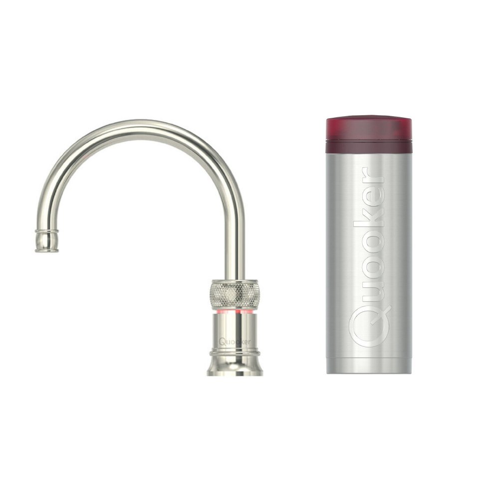 Quooker 3CNRNIG Classic Nordic Round Tap with 3 Litre Tank, Nickel (Boiling Water Tap only)