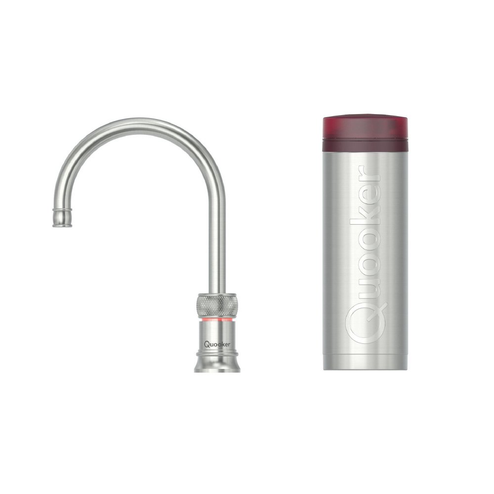 Quooker 3CNRRVS Classic Nordic Round Tap with 3 Litre Tank, Stainless Steel (Boiling Water Tap only)