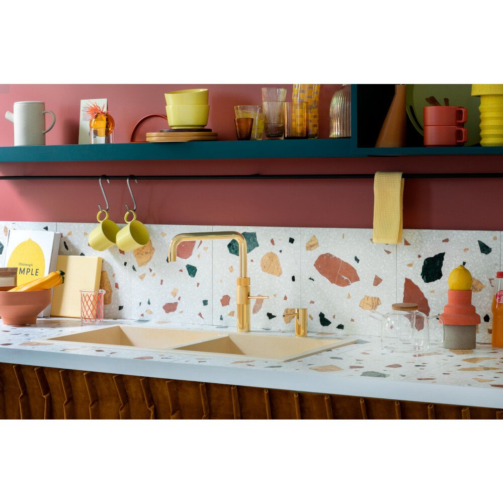 Quooker 3FSGLD 3 in 1 PRO3 Fusion Square Tap with 3 Litre Tank, Gold