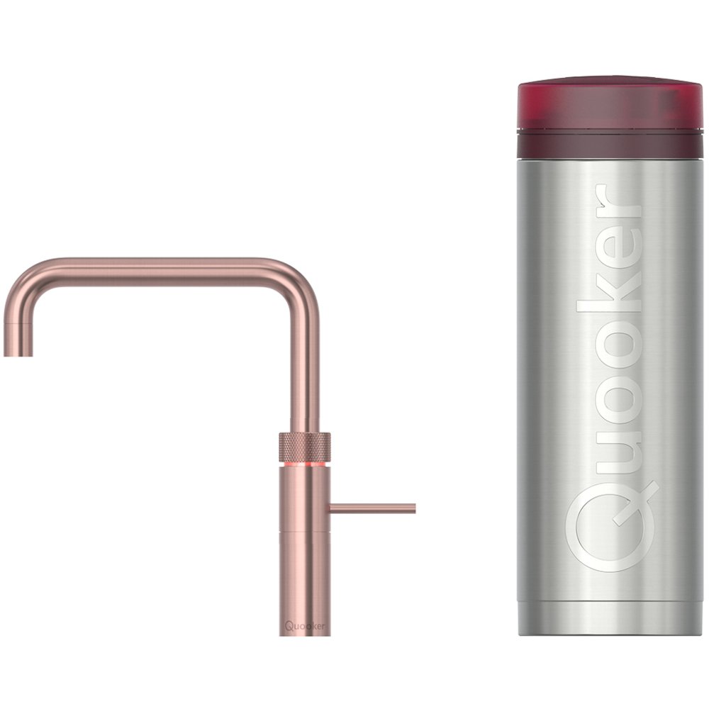 Quooker 3FSRCO 3 in 1 PRO3 Fusion Square Tap with 3 Litre Tank, Rose Copper