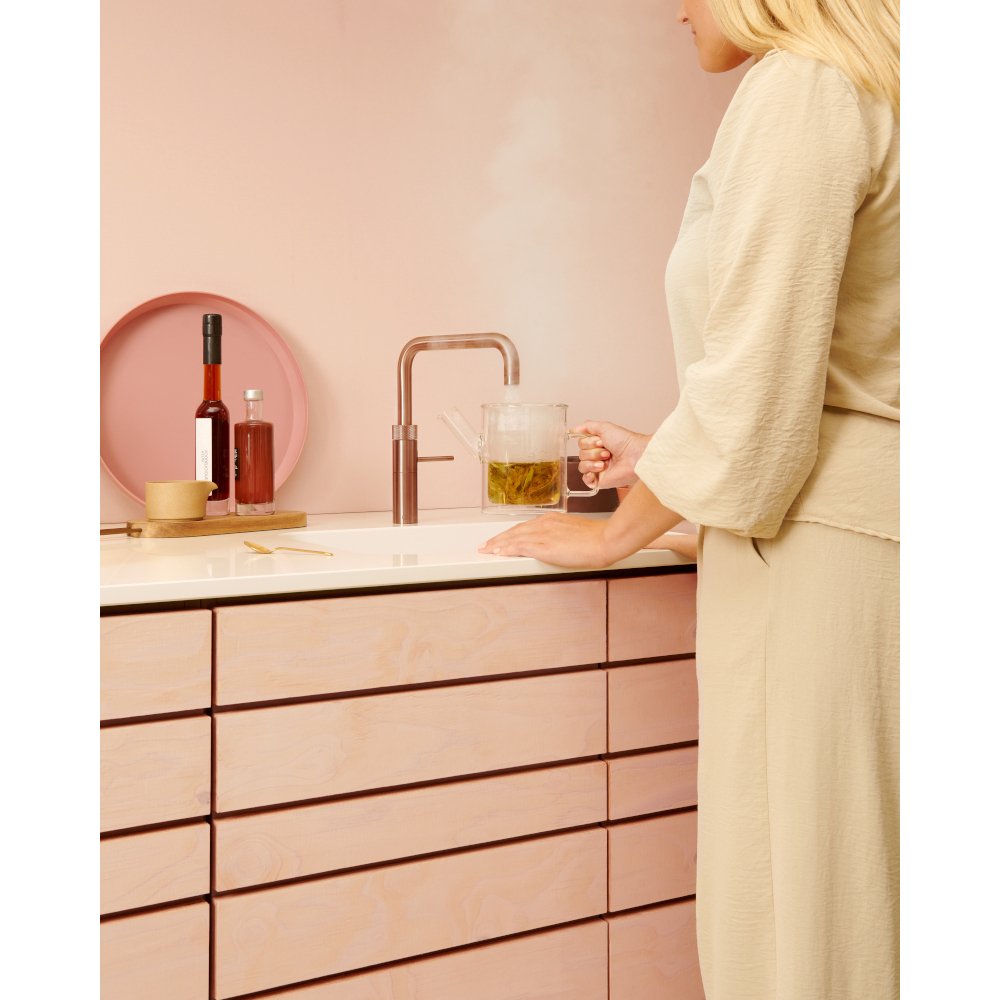 Quooker 3FSRCO 3 in 1 PRO3 Fusion Square Tap with 3 Litre Tank, Rose Copper