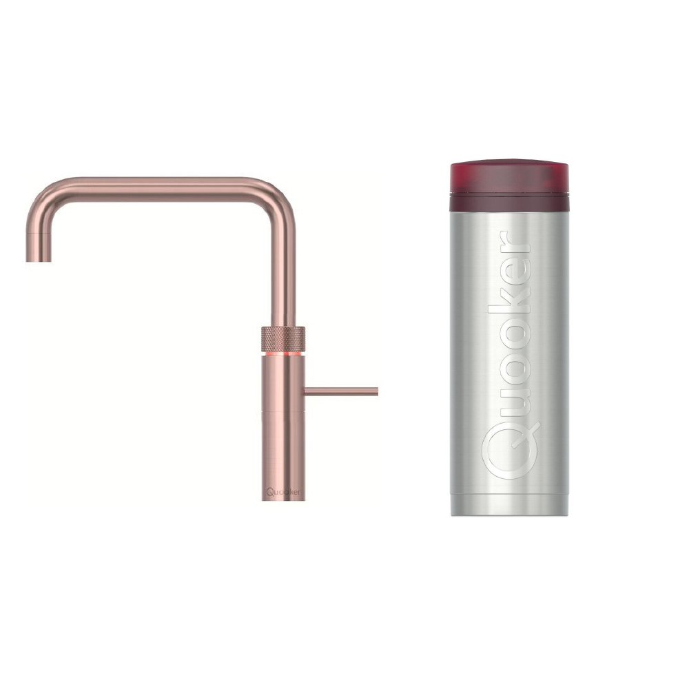 Quooker 3FSRCO 3 in 1 PRO3 Fusion Square Tap with 3 Litre Tank, Rose Copper