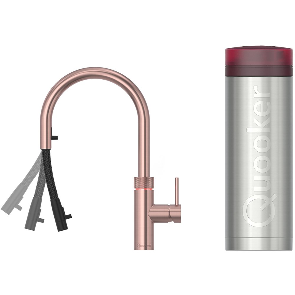 Quooker 3XRCO 3 in 1 PRO3 Flex Round Tap with 3 Litre Tank, Rose Copper