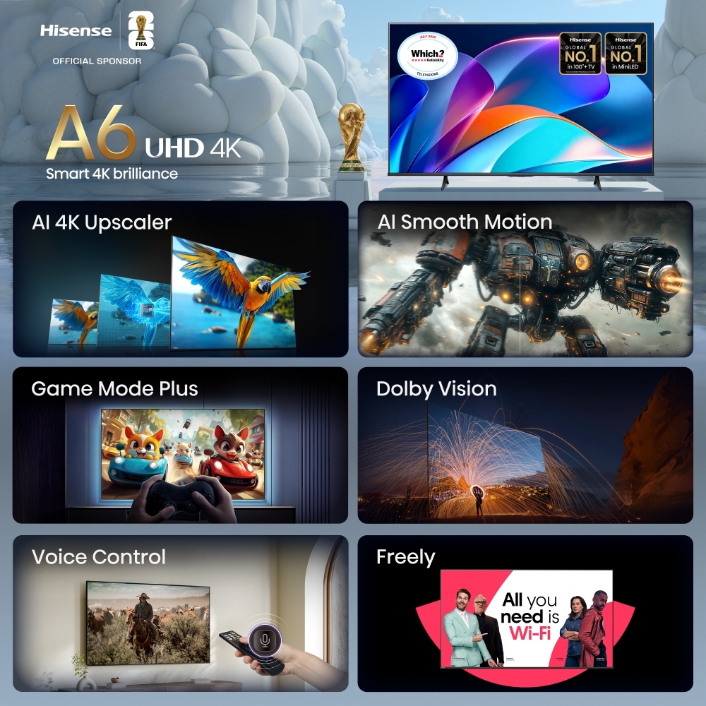 Hisense 43A6STUK 43" DLED Smart Television, 4K Ultra HD, Black, E Rated