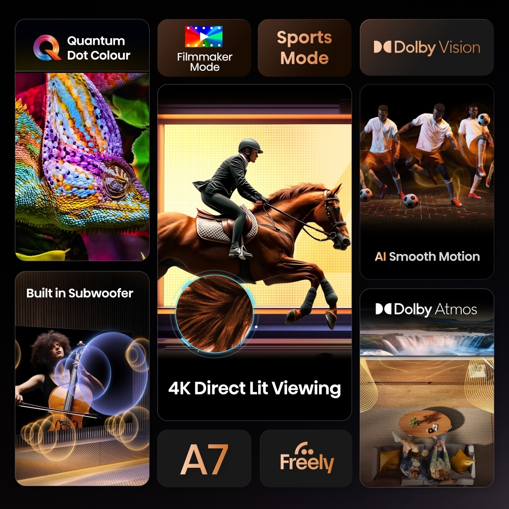 Hisense 43A7QTUK 43" QLED Smart Television, 4K Ultra HD, Black, F Rated