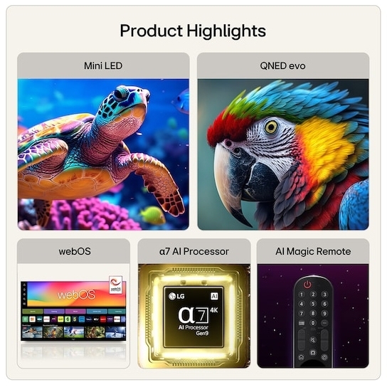 LG 43QNED87B6A.AEK 43" QNED Mini LED Smart Television, 4K Ultra HD, Black, F Rated