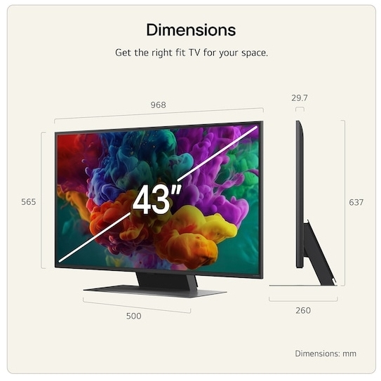 LG 43QNED87B6A.AEK 43" QNED Mini LED Smart Television, 4K Ultra HD, Black, F Rated