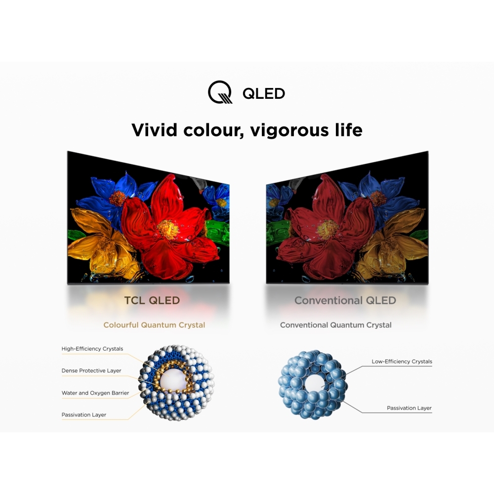 TCL 43V5C-UK 43" QLED Smart Television, Full HD, Black, F Rated