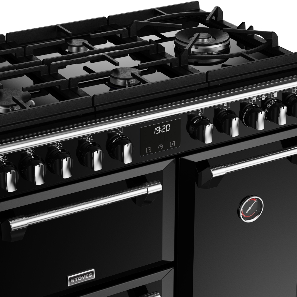 Stoves Richmond Deluxe D900DF GTG Black 90cm Dual Fuel Range Cooker, A