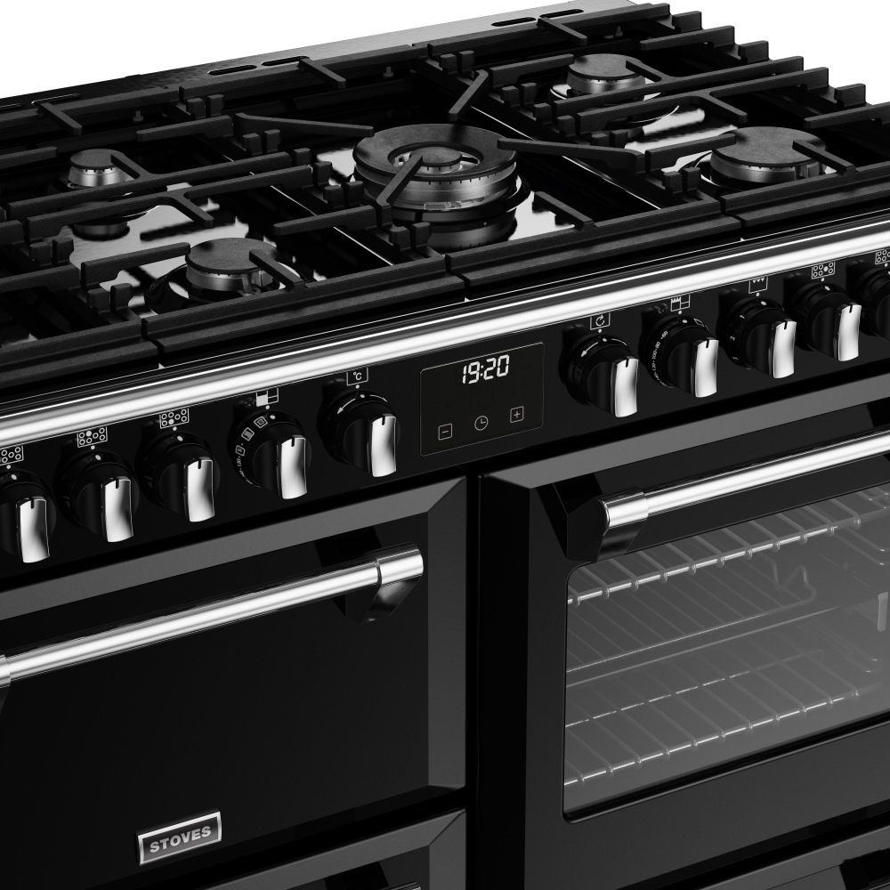 Stoves Richmond Deluxe D1000DF Black 100cm Dual Fuel Range Cooker, A