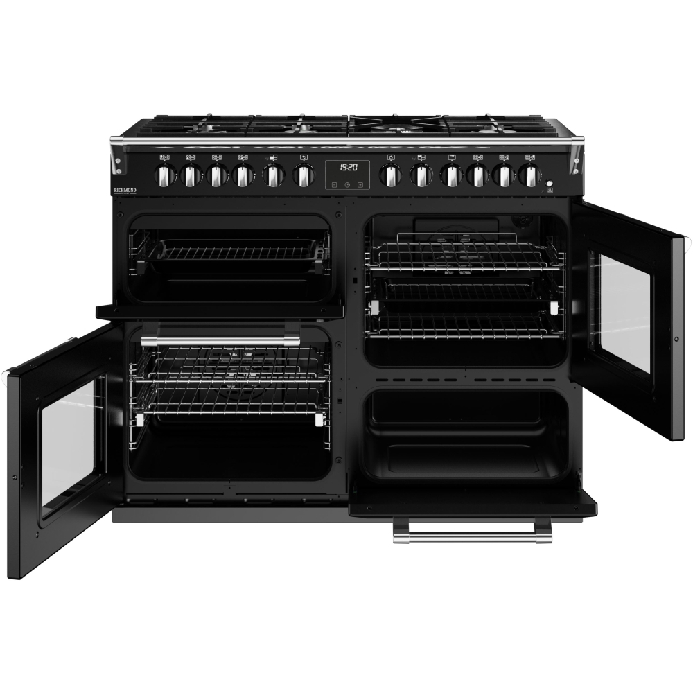Stoves Richmond Deluxe D1100DF Black 110cm Dual Fuel Range Cooker, A Rated (444411449) Marks