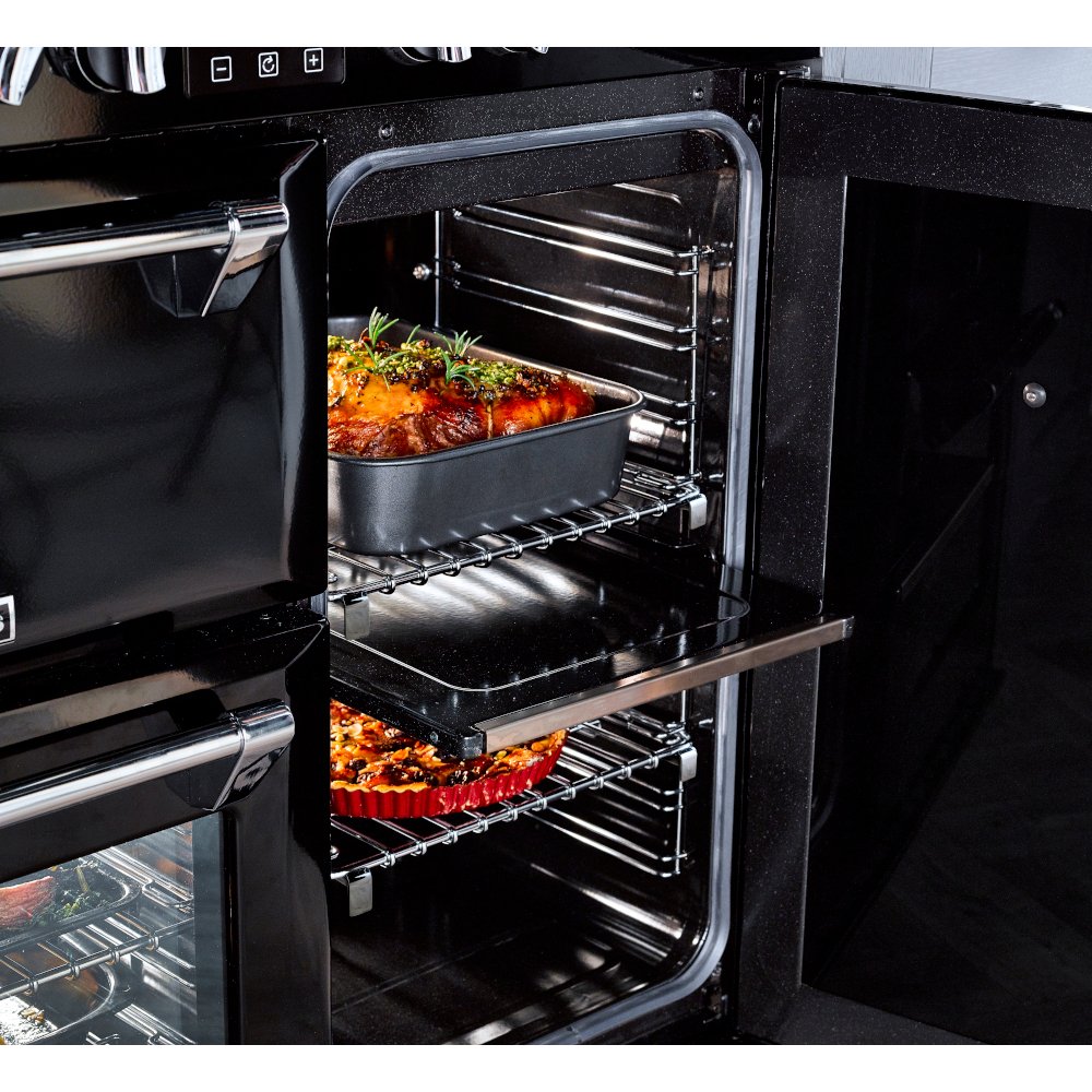 Stoves Sterling Deluxe D900DF GTG Black 90cm Dual Fuel Range Cooker, A