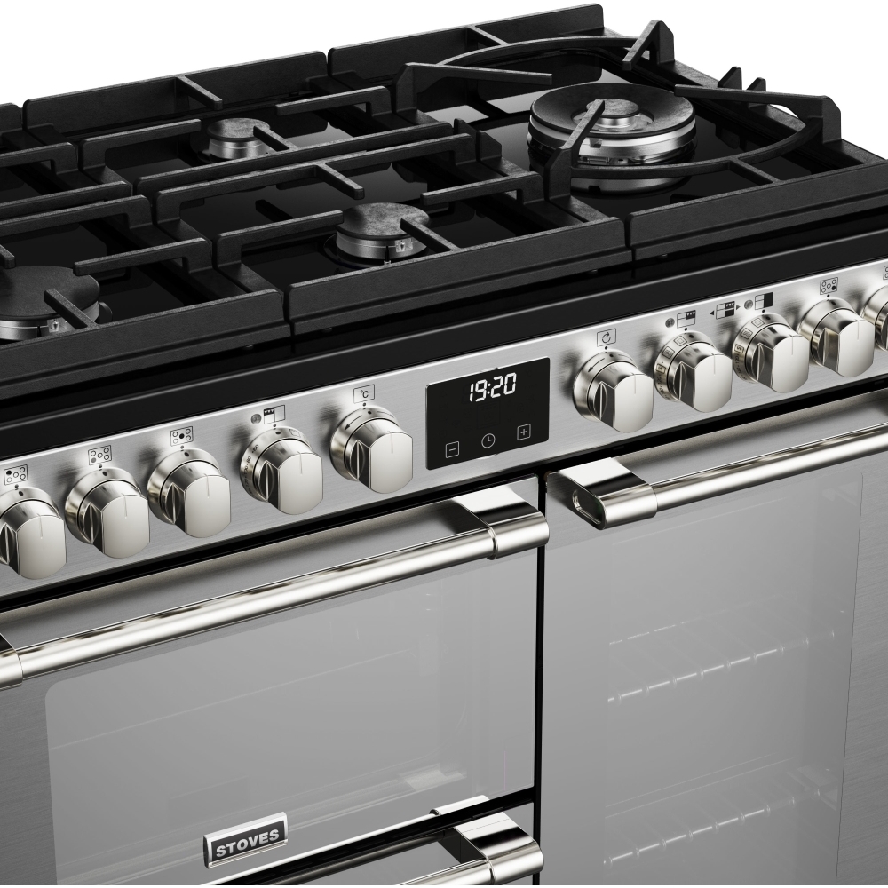 Stoves Sterling Deluxe D900DF GTG Stainless Steel 90cm Dual Fuel Range