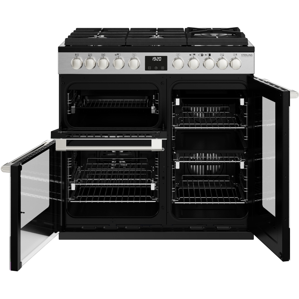 Stoves Sterling Deluxe D900DF GTG Stainless Steel 90cm Dual Fuel Range