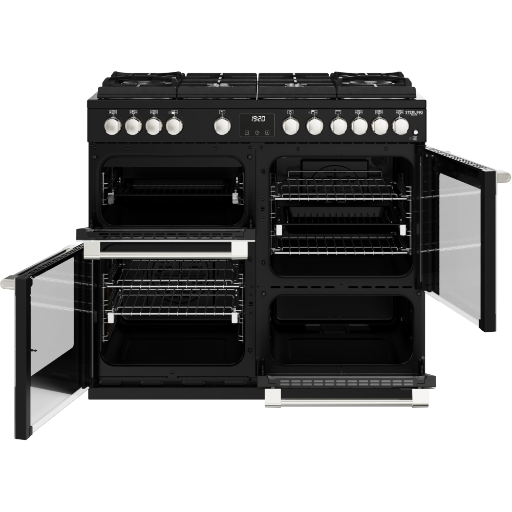 Stoves Sterling Deluxe D1000DF GTG Black 100cm Dual Fuel Range Cooker