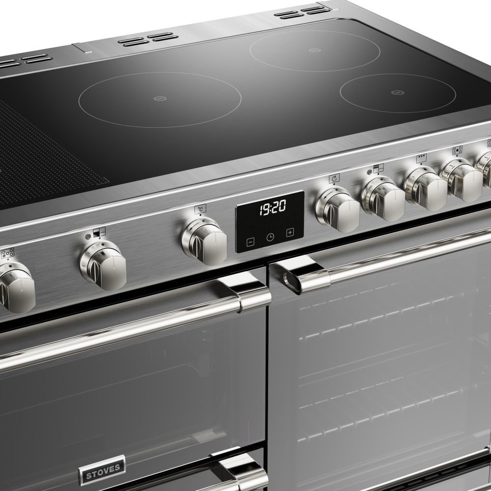 Stoves Sterling Deluxe D1000Ei RTY Stainless Steel 100cm Induction Range Cooker, A Rated
