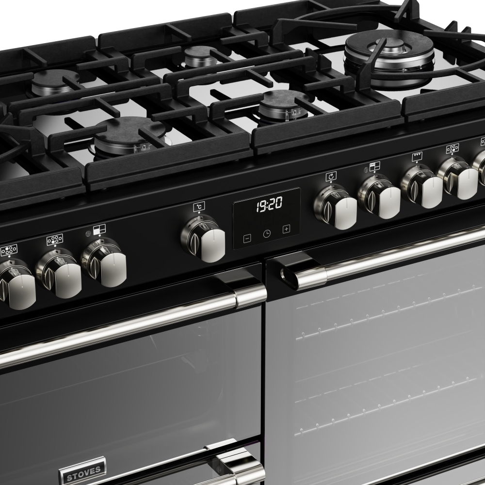 Stoves Sterling Deluxe D1100DF GTG Black 110cm Dual Fuel Range Cooker