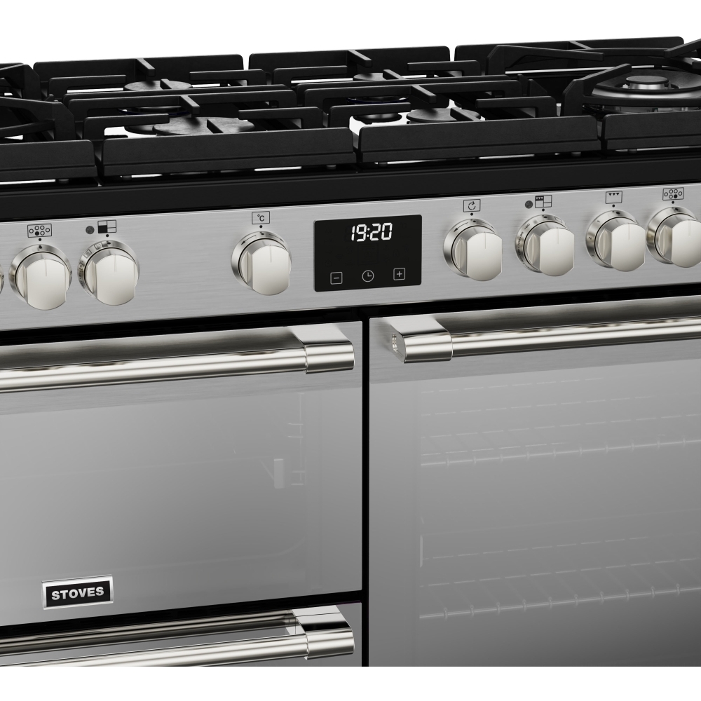 Stoves Sterling Deluxe D1100DF GTG Stainless Steel 110cm Dual Fuel