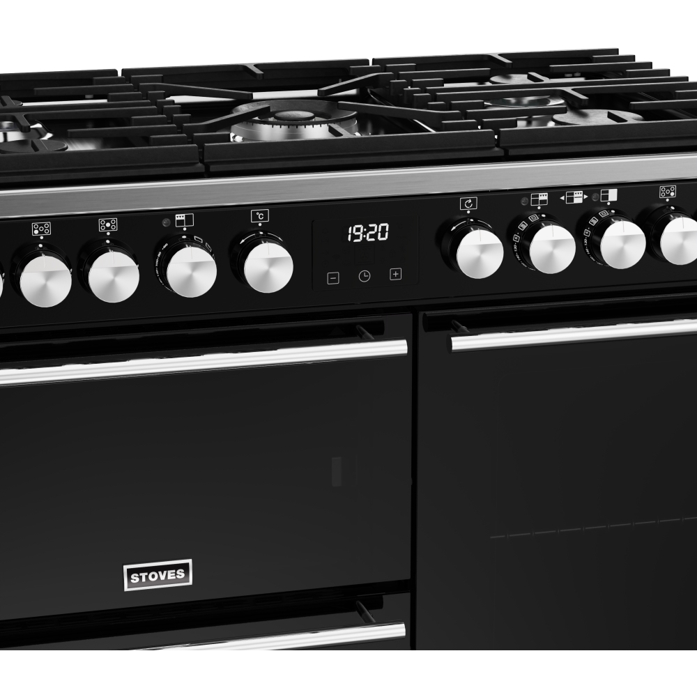 Stoves Precision Deluxe D900DF Black 90cm Dual Fuel Range Cooker, A