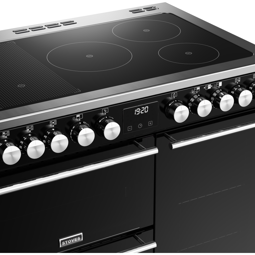 Stoves Precision Deluxe D900Ei RTY Black 90cm Induction Range Cooker, A Rated