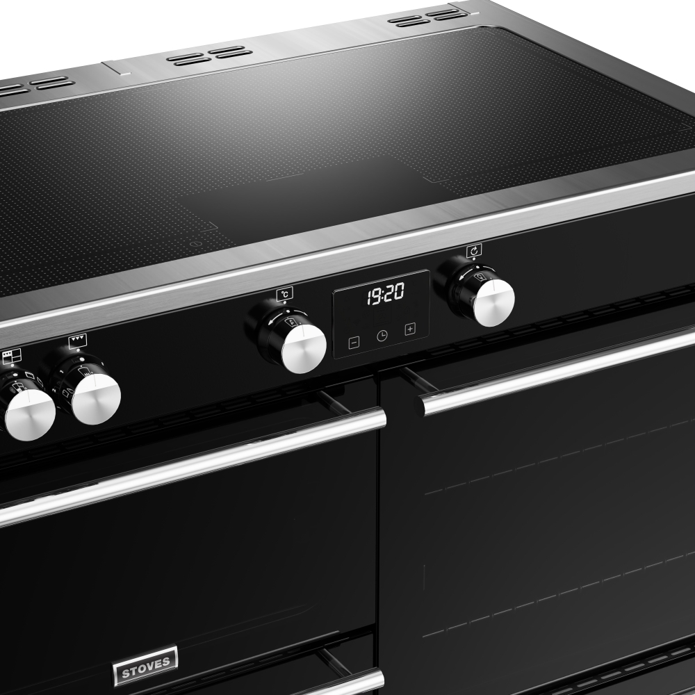 Stoves Precision Deluxe D1000Ei ZLS Black 100cm Induction Range Cooker, A Rated (444411500