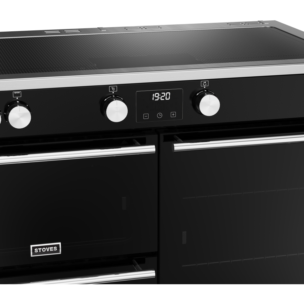 Stoves Precision Deluxe D1000Ei ZLS Black 100cm Induction Range Cooker, A Rated (444411500