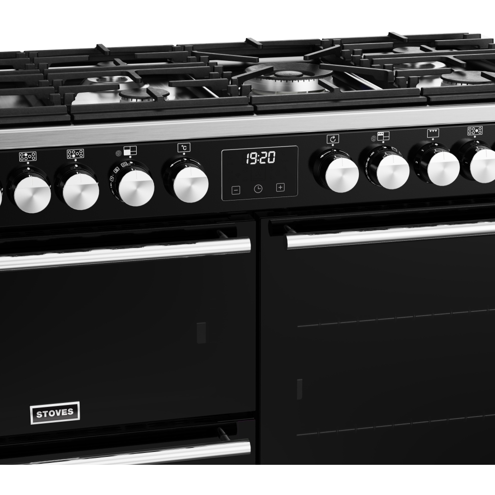Stoves Precision Deluxe D1100DF Black 110cm Dual Fuel Range Cooker, A