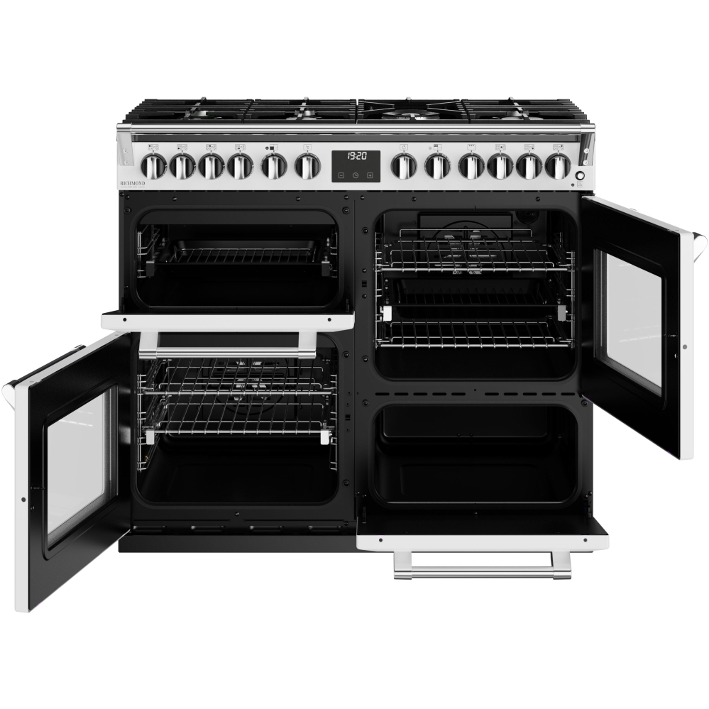 Stoves Richmond Deluxe D1000DF Icy White 100cm Dual Fuel Range Cooker, A Rated