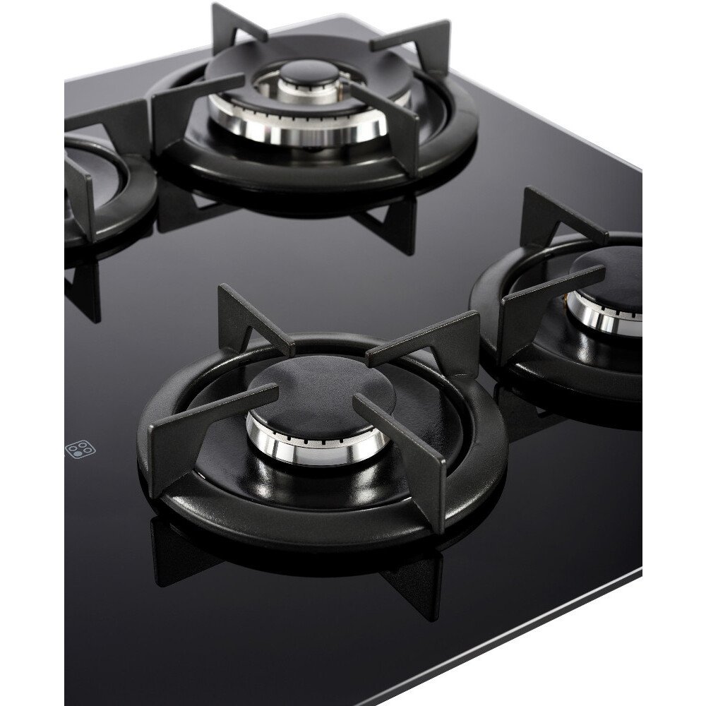 Belling GTG603RI Black 60cm 4 Burner Gas Hob, Black on Glass (444411637