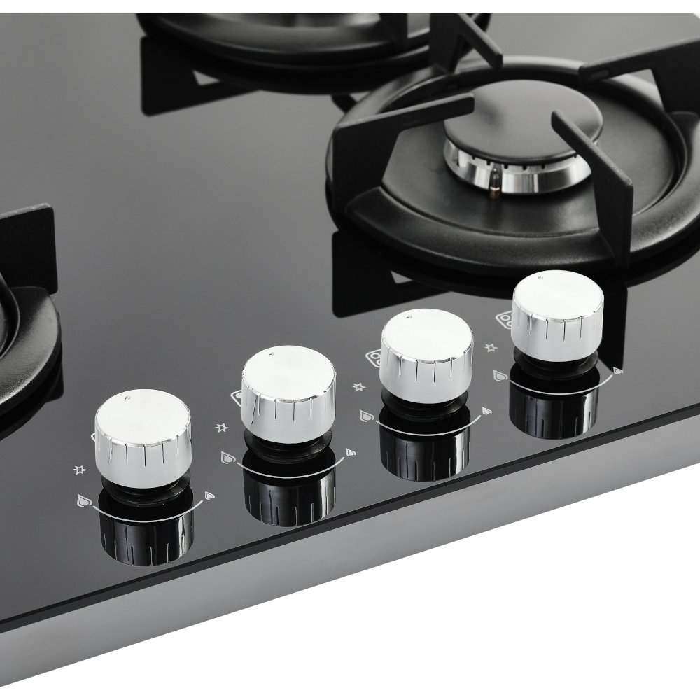 Belling GTG603RI Black 60cm 4 Burner Gas Hob, Black on Glass (444411637