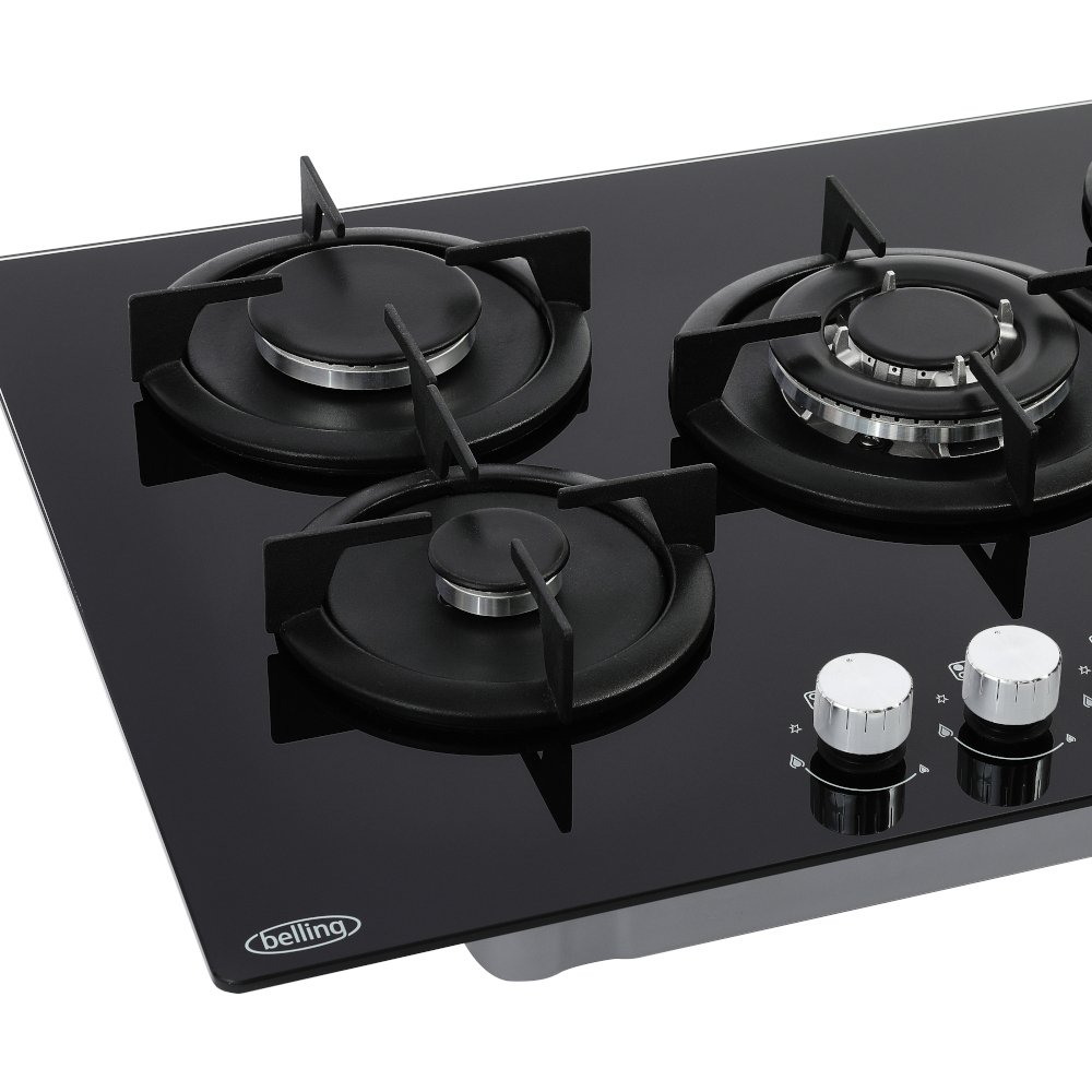 Belling GTG753RI Black 75cm 5 Burner Gas Hob, Black on Glass (444411640) Marks Electrical